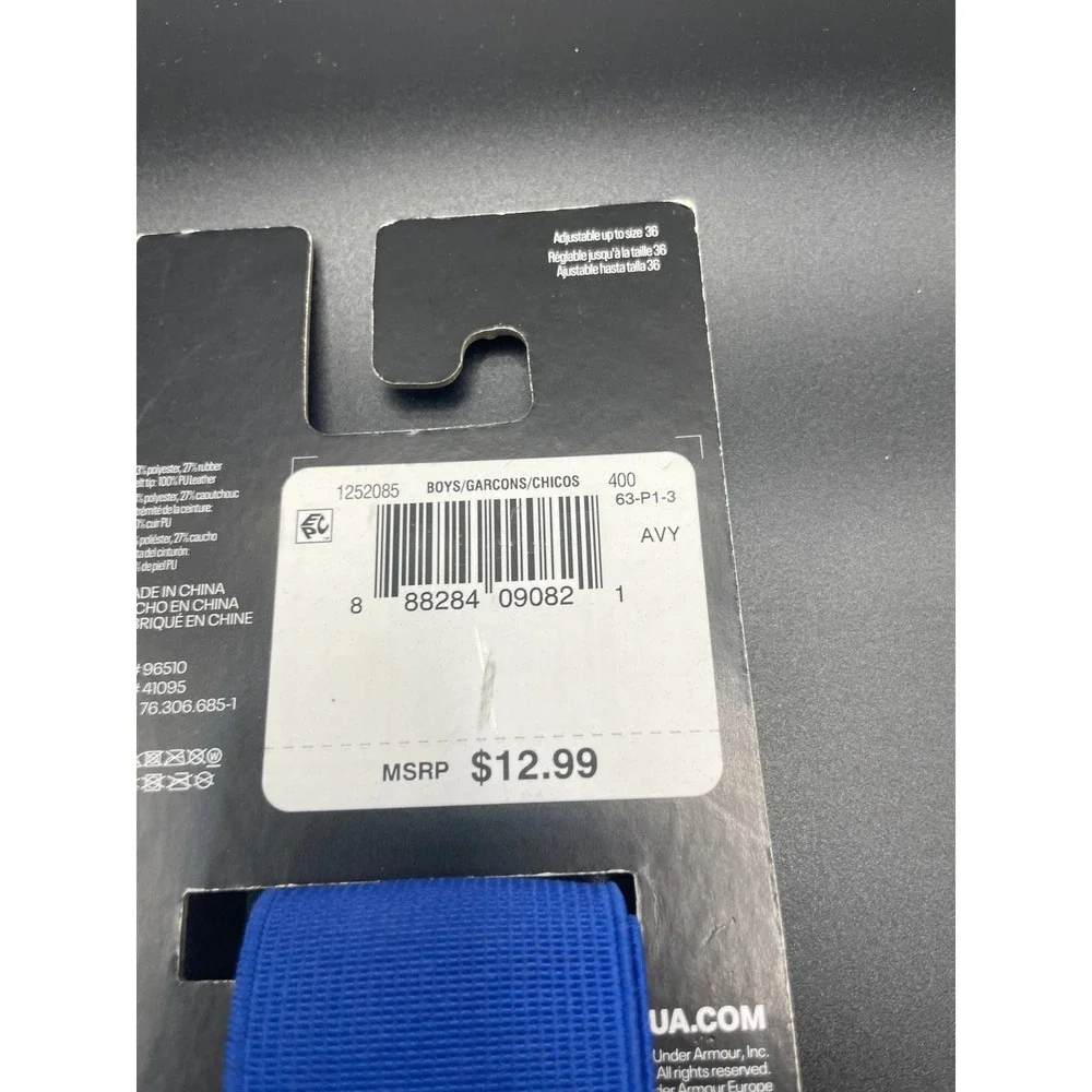 Under Armour Youth Baseball Belt Royal Blue Adjustable OSFA Boys 1252085 NEW